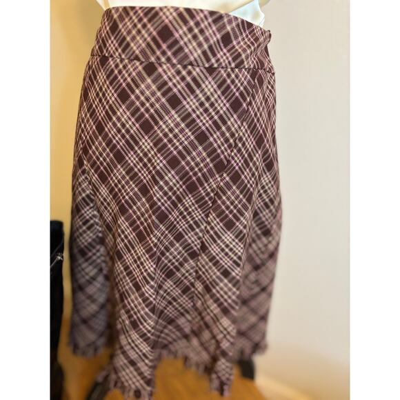VINTAGE Plaid Panel Skirt with Fringe Hem - Picture 3 of 5